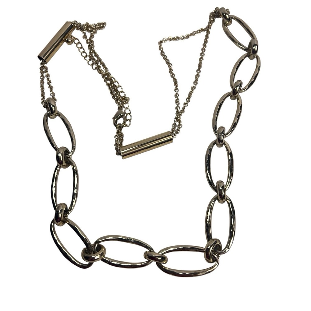 34" Chicos Gold Single Strand Statement Necklace Women Party Holiday Jewelry